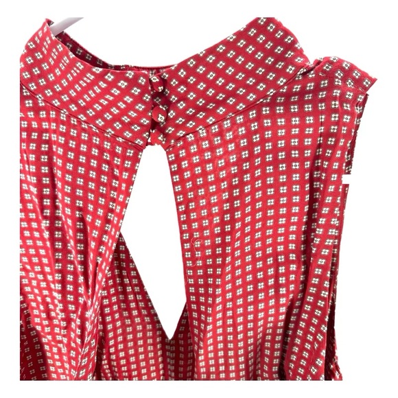 MAEVE | 6 Red Print Frida Mock Neck Jumpsuit Anthropologie - Picture 4 of 13